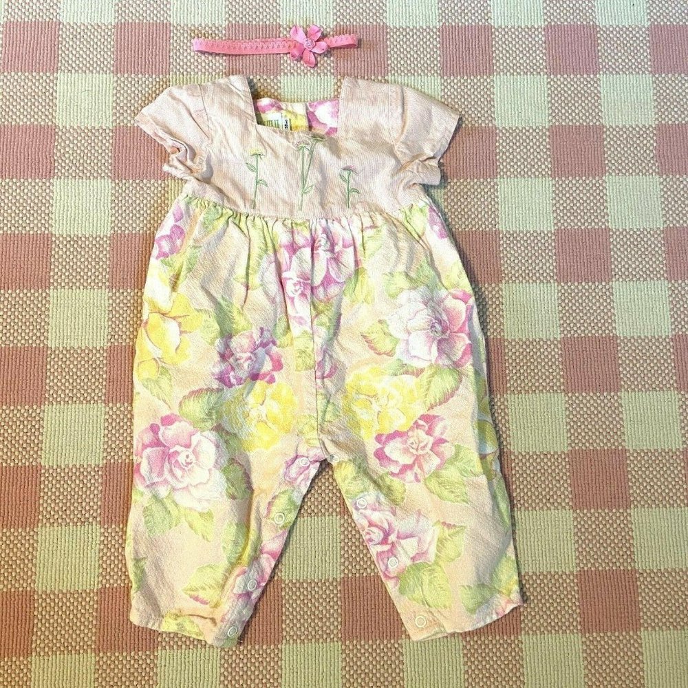 Baby Lulu Girls Pink Floral One Piece 9 Months Rom - Picture 5 of 6